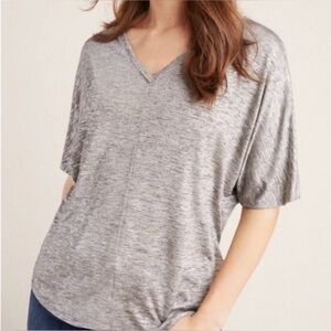 By Anthropologie Size L Silver Metallic Dolman Short Sleeve Top